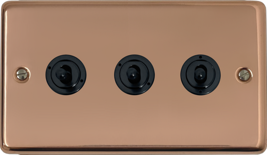 Contour Bright Copper 3 Gang Toggle (Matt Black Toggles)