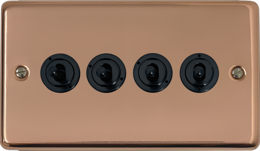 Contour Bright Copper 4 Gang Toggle (Matt Black Toggles)
