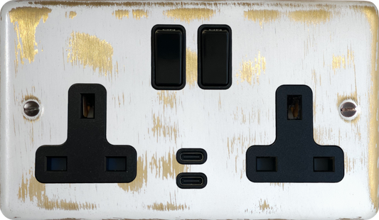Contour  Dover Bronze  2 Gang Socket with USBC