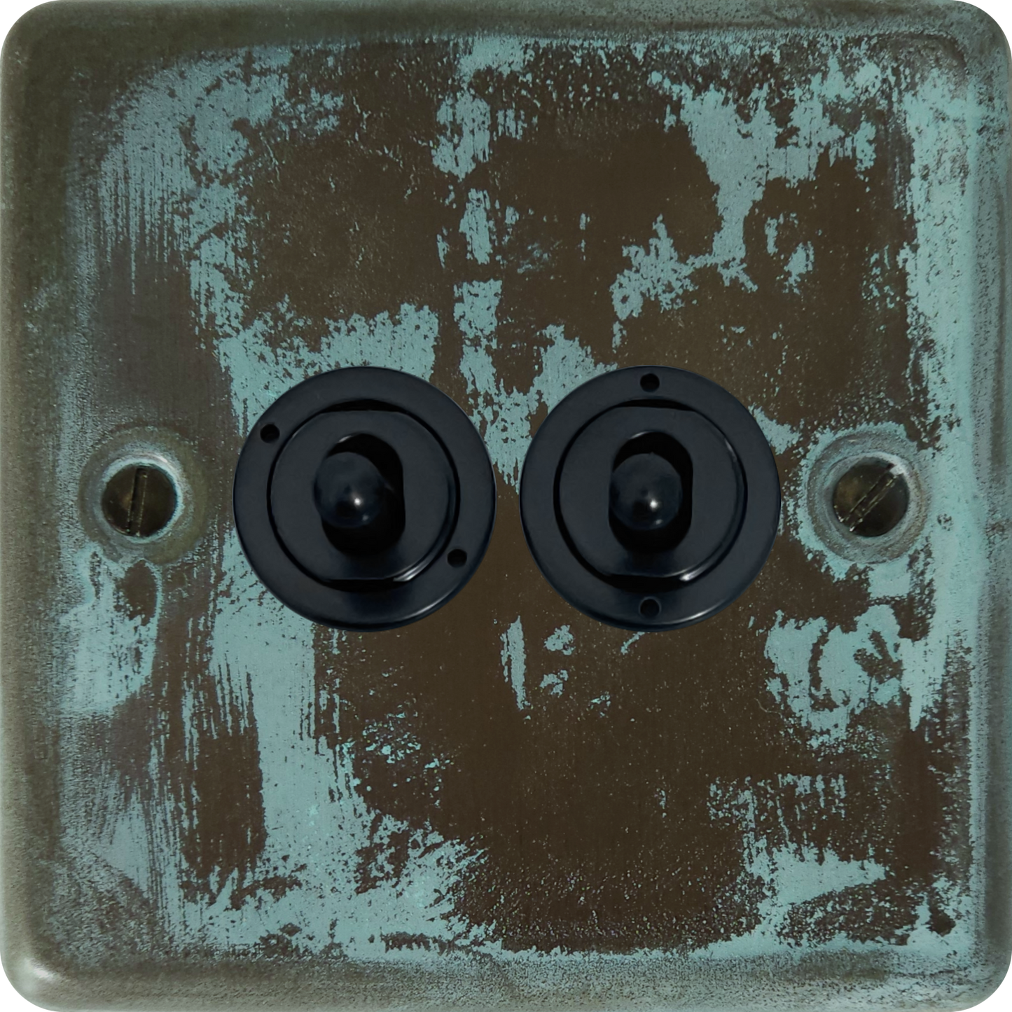 Contour Verdigris 2 Gang Toggle Switch (Black Toggle)