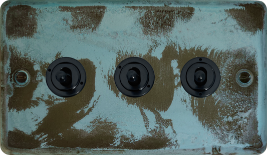 Contour Verdigris 3 Gang Toggle Switch ( Black Toggle)