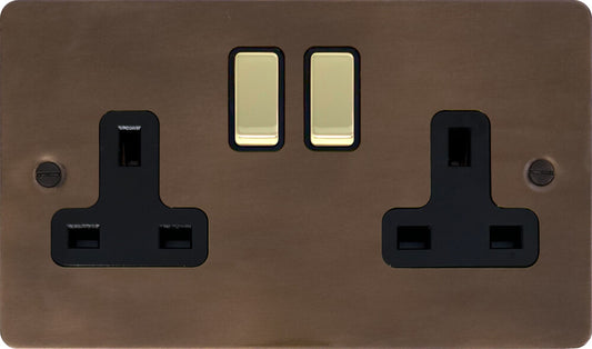 Flat  Medium Bronze  2 Gang Socket