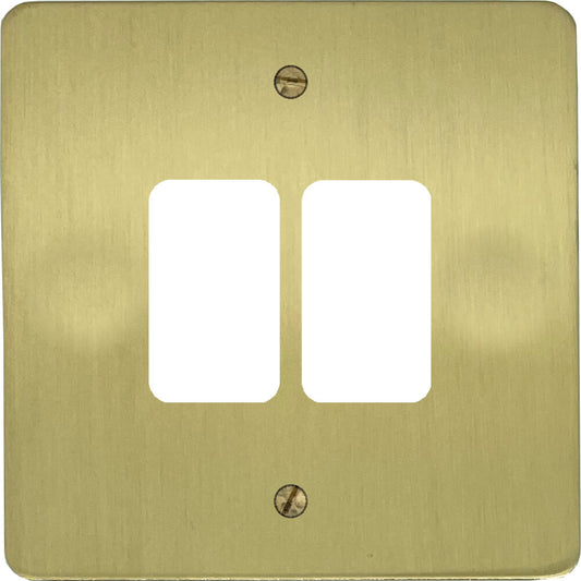 Flat Satin Brass 2 Gang Grid Plate