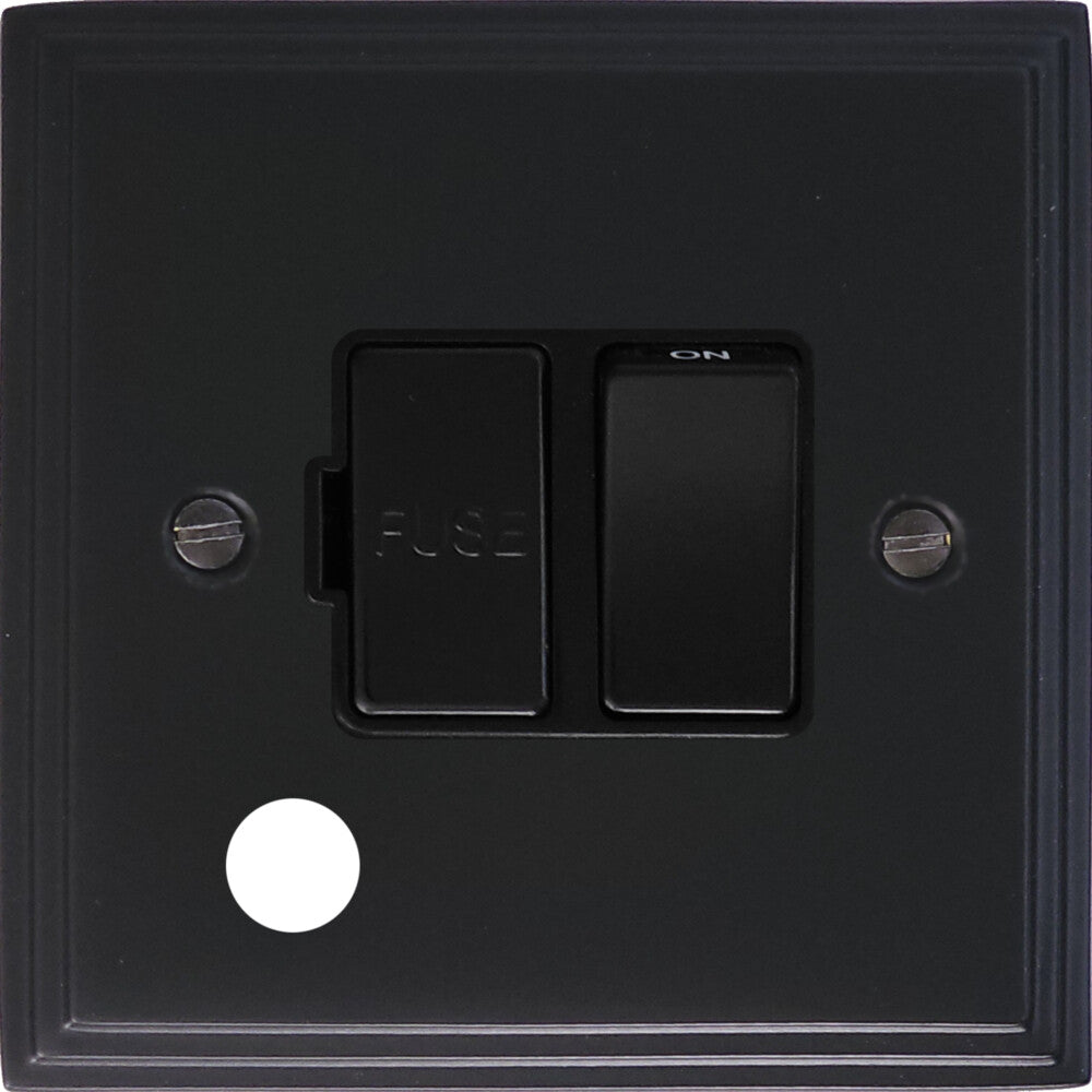Victorian Flat Black Switch Fused Spur & F/Out