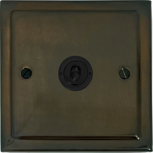 Victorian Medium Bronze 1 Gang Toggle (Flat Black Toggle)