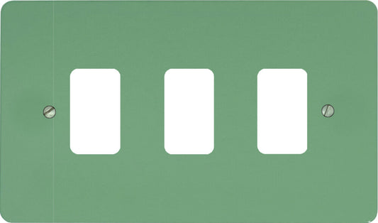 Flat Sage Green 3 Gang Grid Plate
