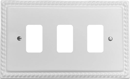Georgian Flat White 3 Gang Grid Plate