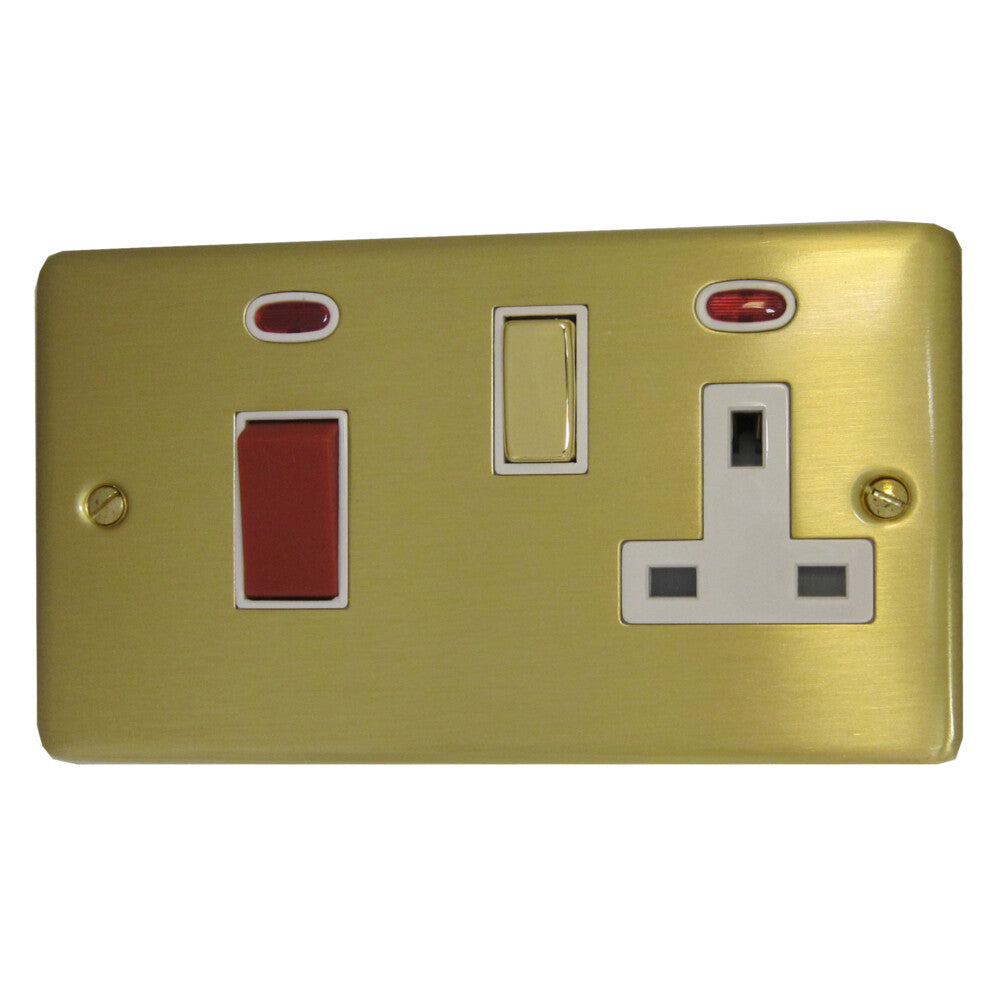 Contour Satin Brass 45A Switch & 13A Socket