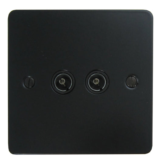 Flat Black 2 Gang Coax Point (Black Insert)