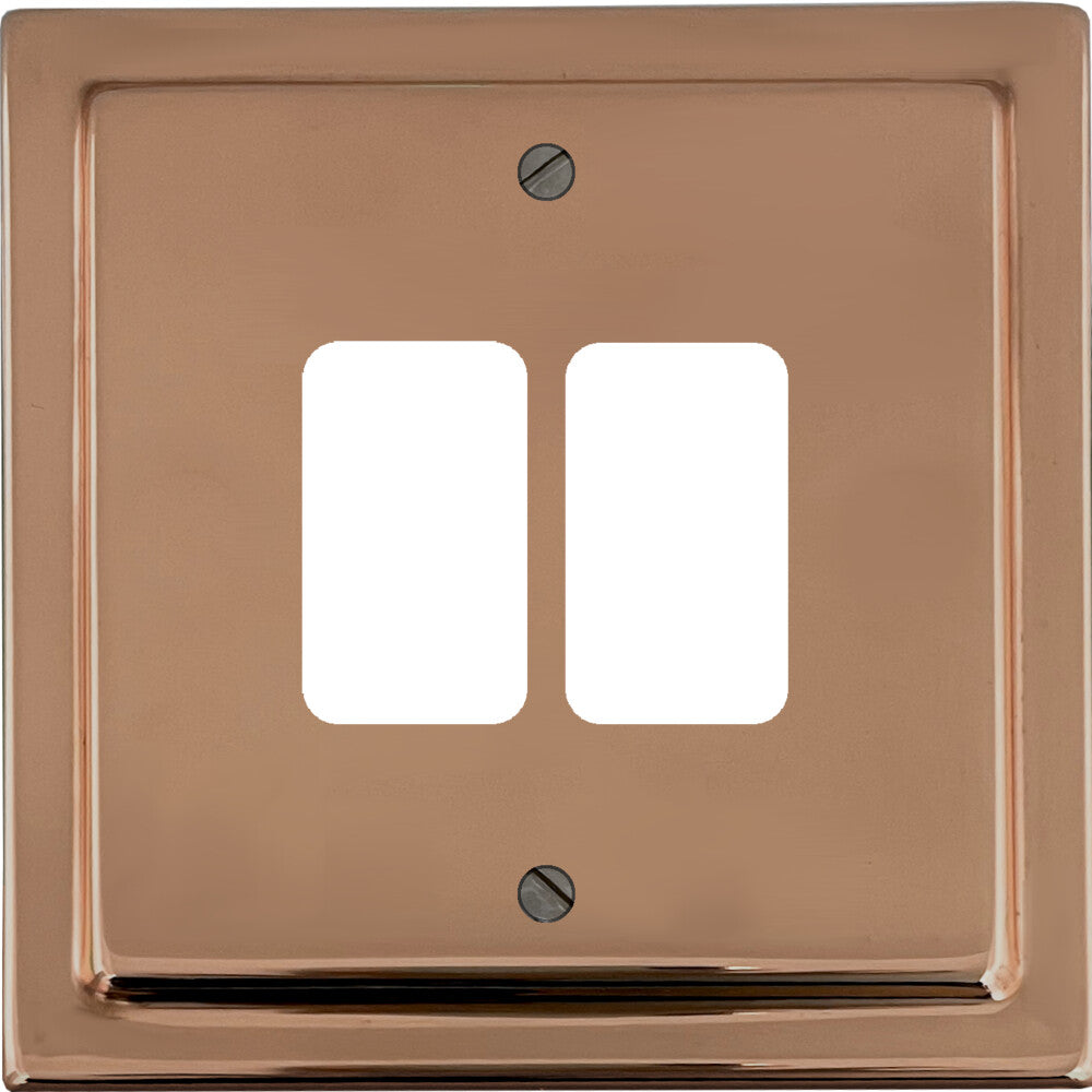 Victorian Polished Copper 2 Gang Grid Plate