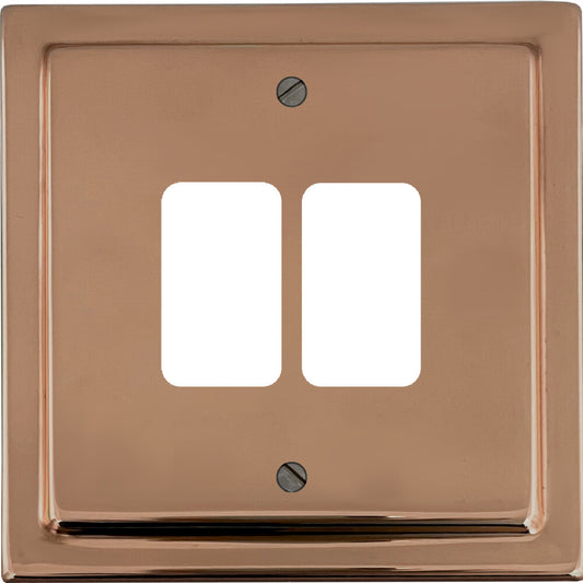 Victorian Polished Copper 2 Gang Grid Plate