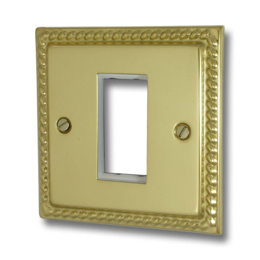 Georgian Polished Brass 1 Gang 1 Mod Plate& Frame