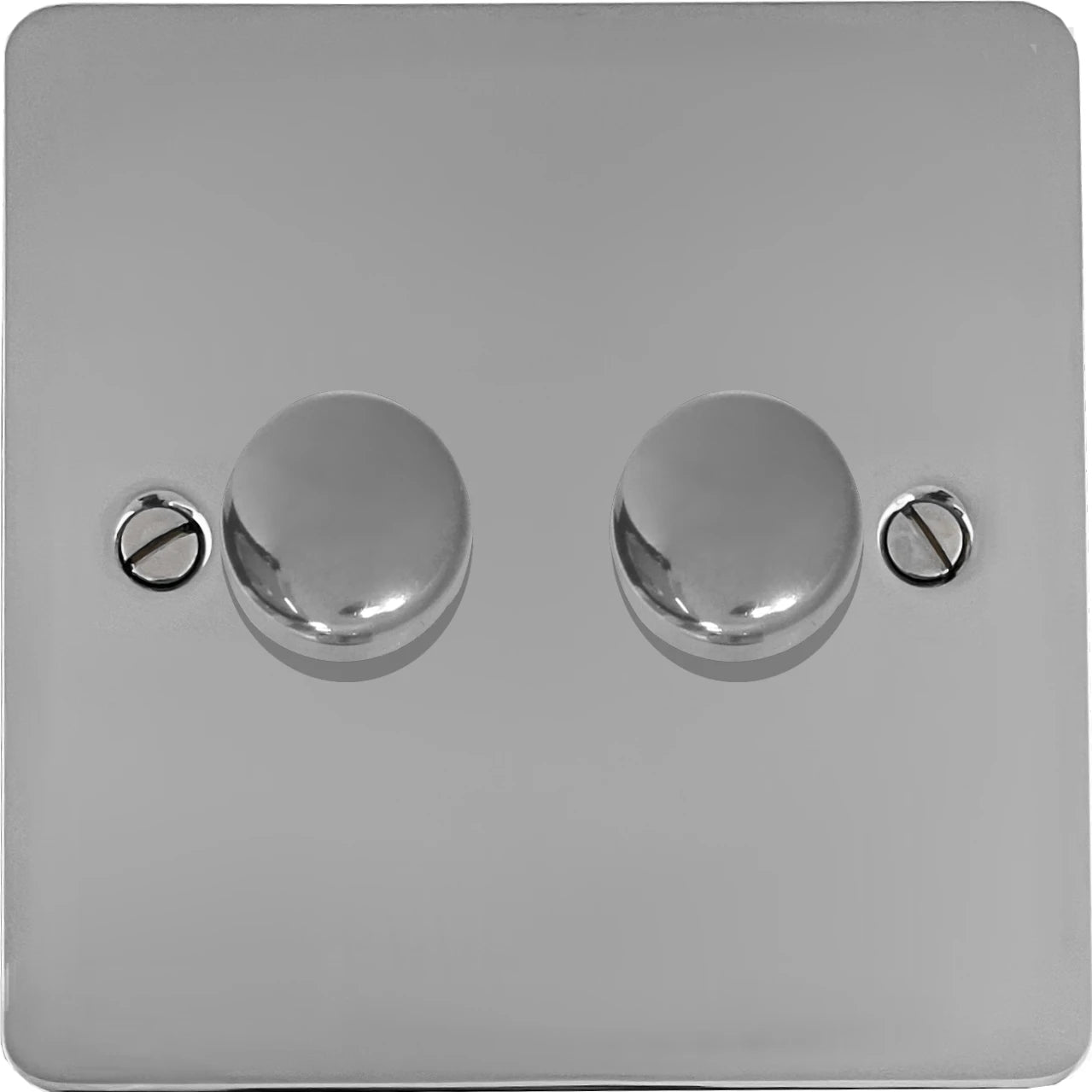 Flat Polished Chrome 2 Gang 120W LED Dimmer