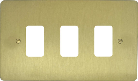 Flat Satin Brass 3 Gang Grid Plate