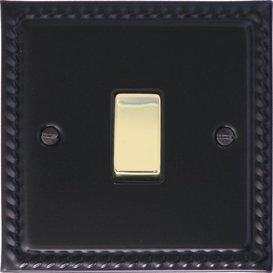 Georgian Flat Black Intermediate Switch (Brass Switch)
