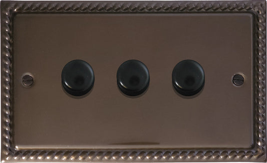 Georgian Medium Bronze 3 Gang LED Dimmer
