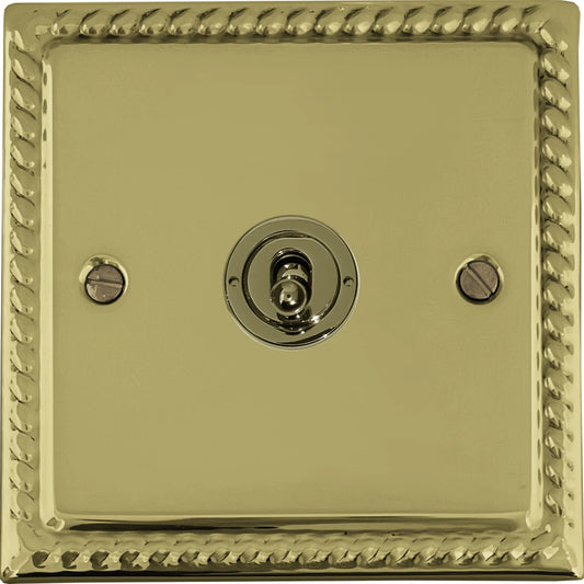 Georgian Polished Brass 1 Gang Toggle Switch