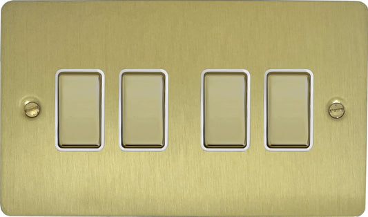 Flat Satin Brass 4 Gang Switch