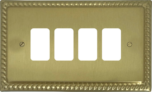Georgian Satin Brass 4 Gang Grid Plate