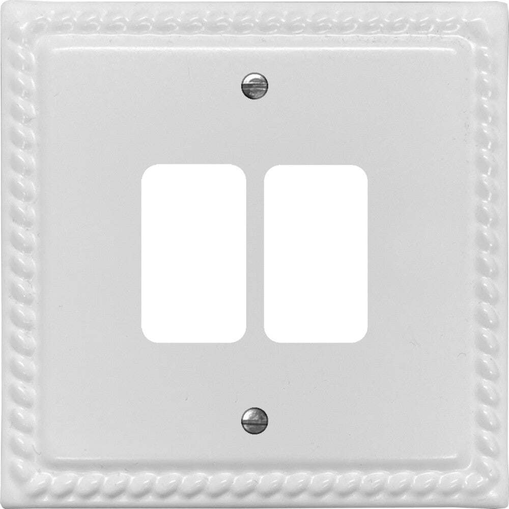 Georgian Flat White 2 Gang Grid Plate
