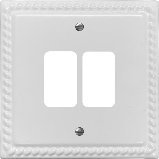 Georgian Flat White 2 Gang Grid Plate