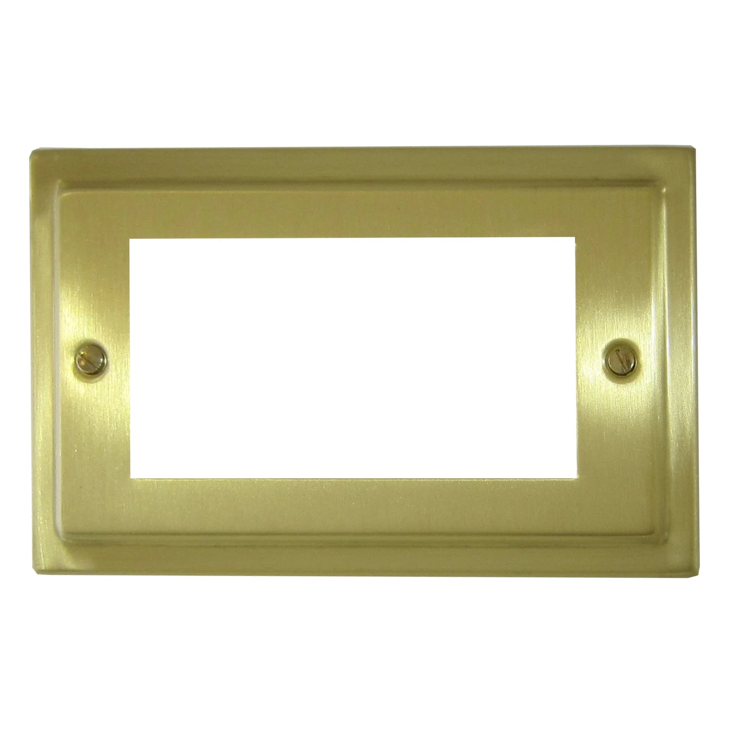 Victorian Satin Brass 4 Gang Mod Plate & Frame