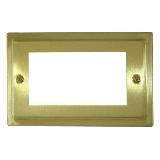 Victorian Satin Brass 4 Gang Mod Plate & Frame