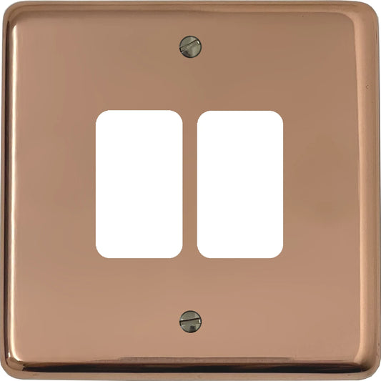 Contour Bright Copper 2 Gang Grid Plate