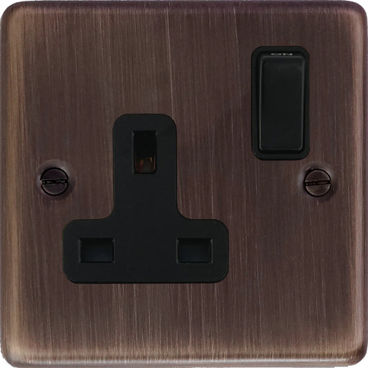 Contour Antique Copper 1 Gang Switch (Black Switch)
