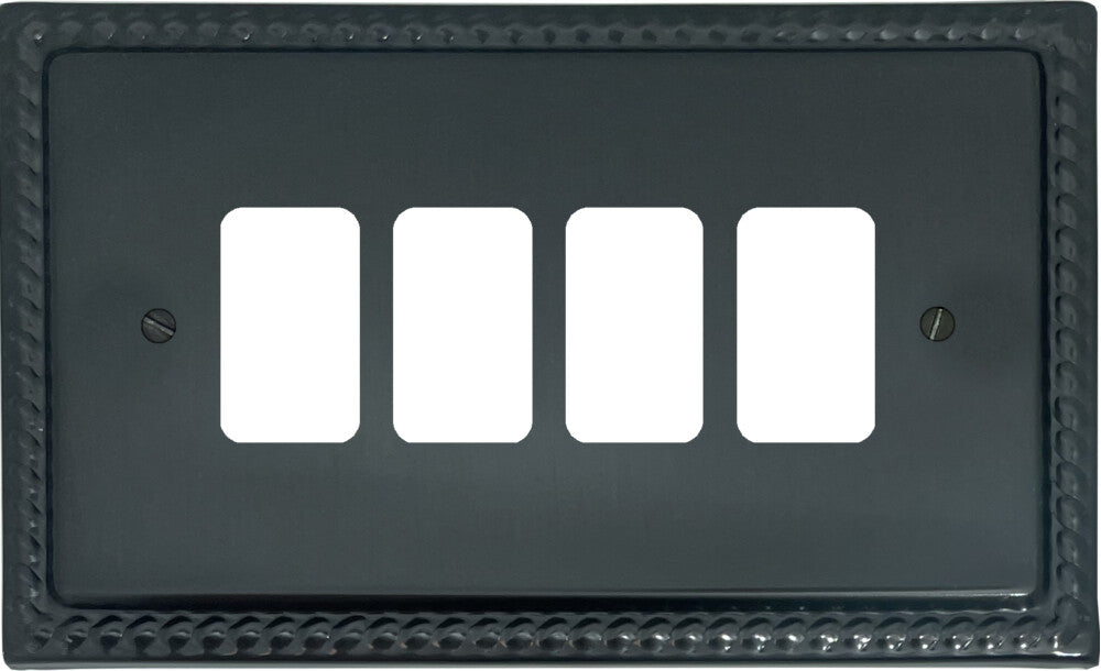 Georgian Black Bronze 4 Gang Grid Plate