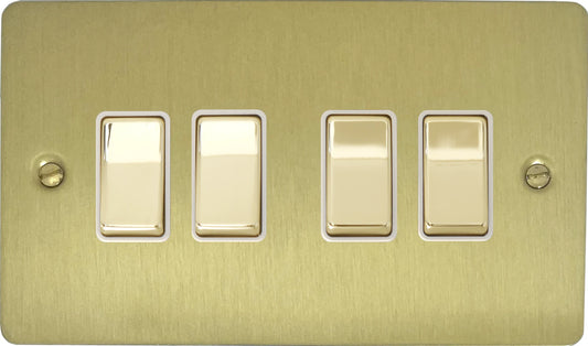 Flat Satin Brass 4 Gang Switch