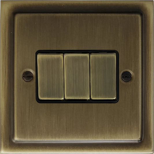 Victorian Antique Brass 3 Gang Switch (Brass Switches)