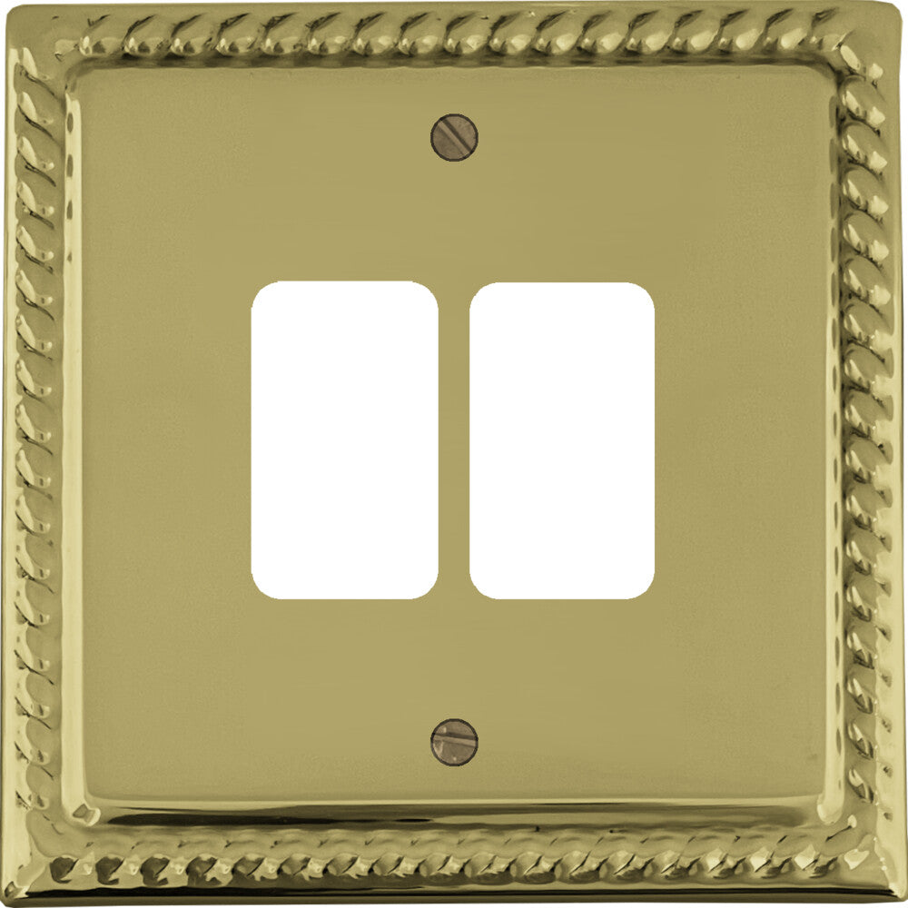 Georgian Polished Brass 2 Gang Grid Switch