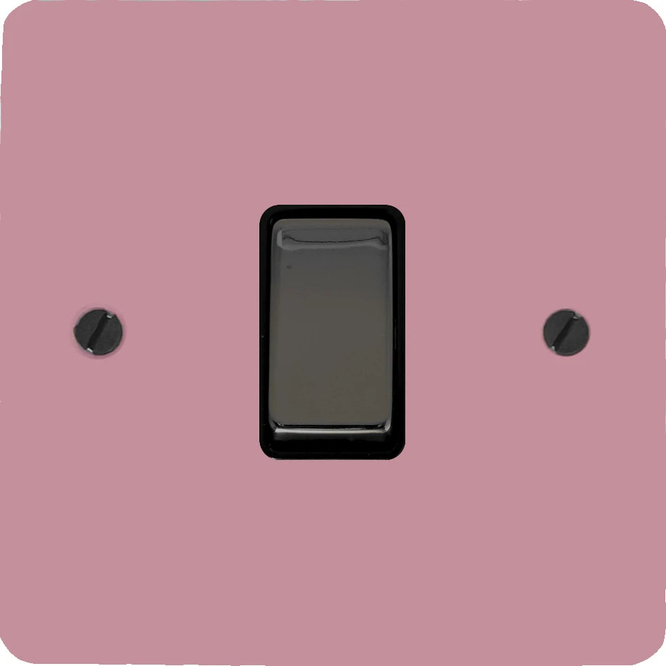 Flat Gloss Pink 1 Gang Switch (Black Nickel Switch/Black Insert)
