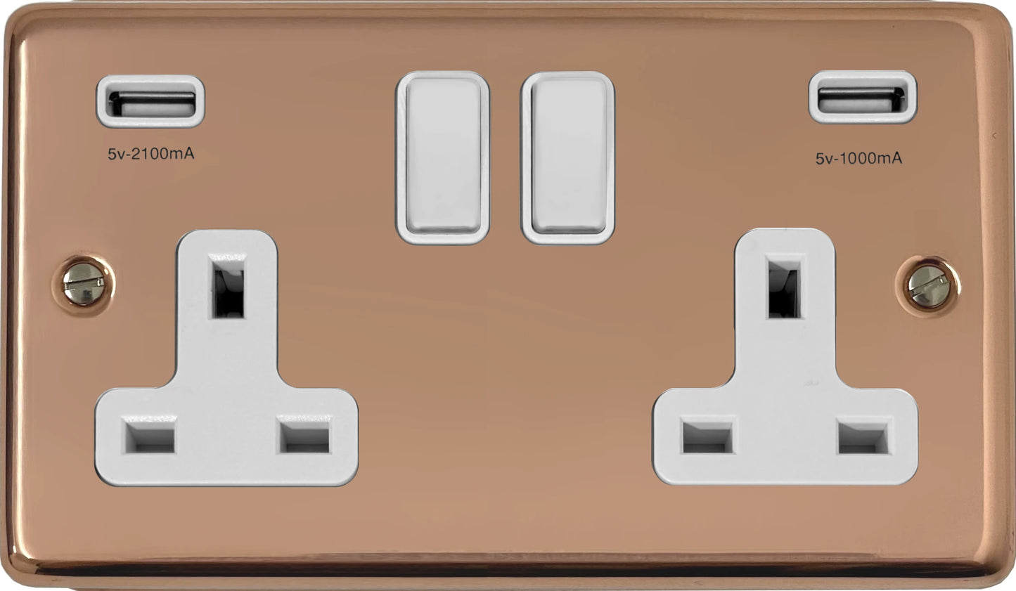 Contour Bright Copper 2 Gang Usb Socket