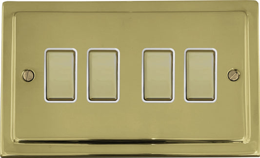 Victorian Polished Brass 4 Gang 2 Way Switch