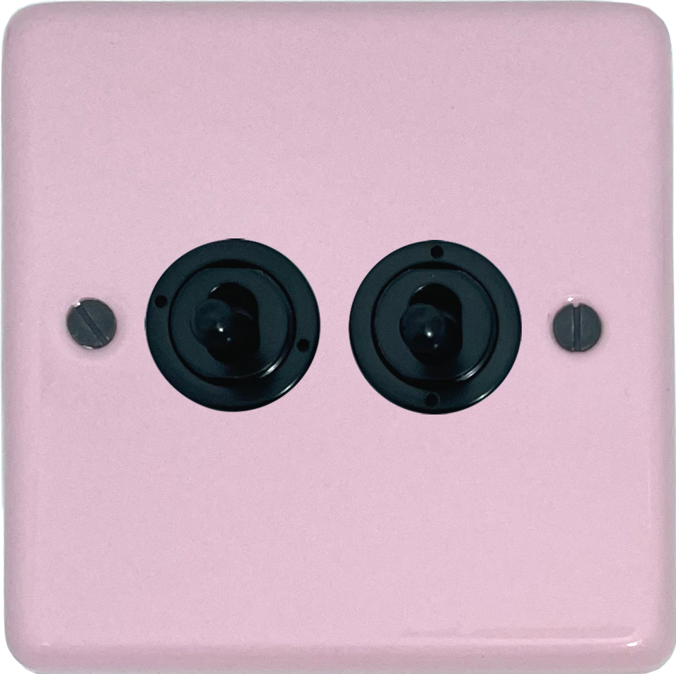 Contour Gloss Pink 2 Gang Toggle Switch (Matt Black Switch)