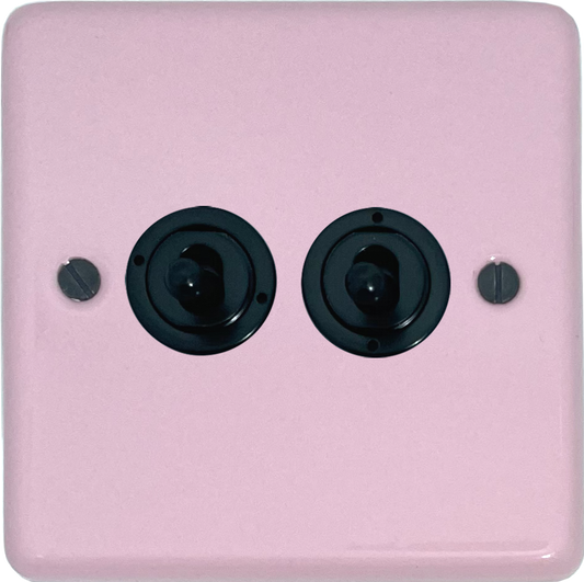 Contour Gloss Pink 2 Gang Toggle Switch (Matt Black Switch)