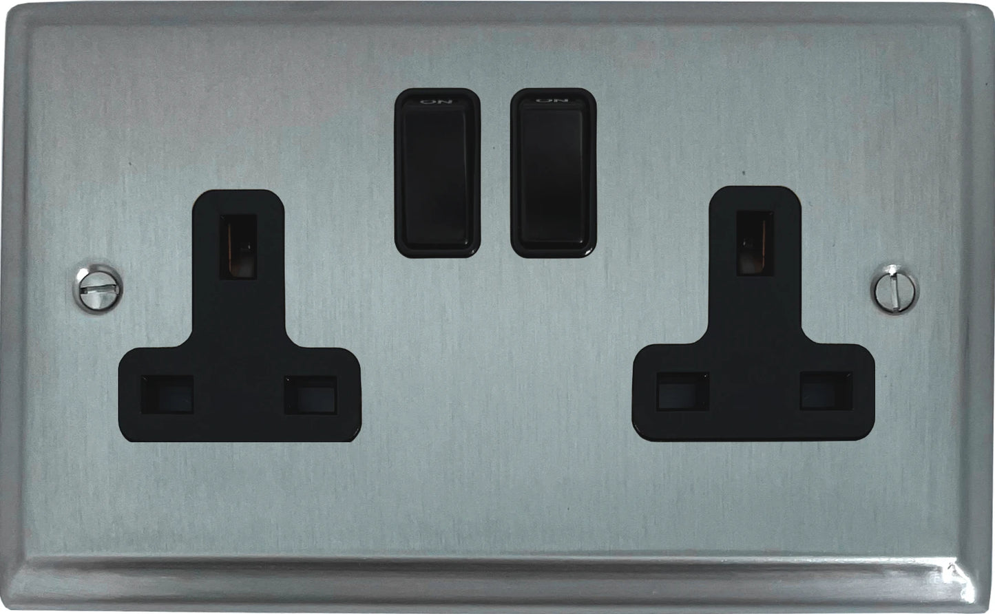 Deco  Satin Chrome  2 Gang Socket