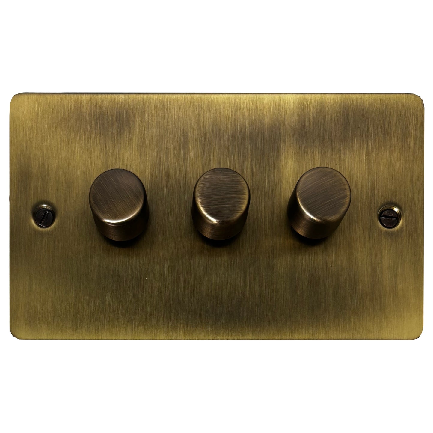 Flat Light Antique Brass 3 Gang Dimmer LED