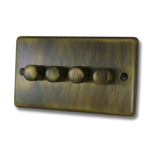 Contour Antique Brass 4 Gang LED Dimmer