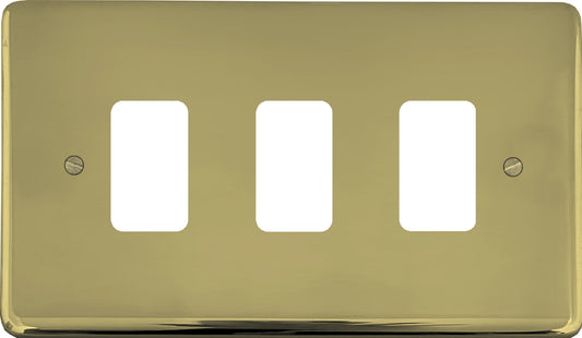Contour Polished Brass 3 Gang Grid Plate
