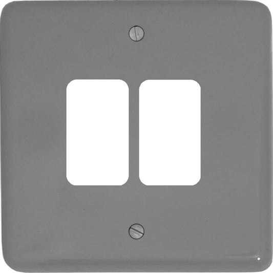 Contour Light Grey 2 Gang Grid Plate