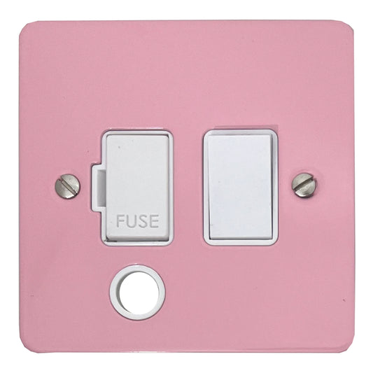 Flat Gloss Pink Switched Fuse Spur with Flex Outlet (White Switch)