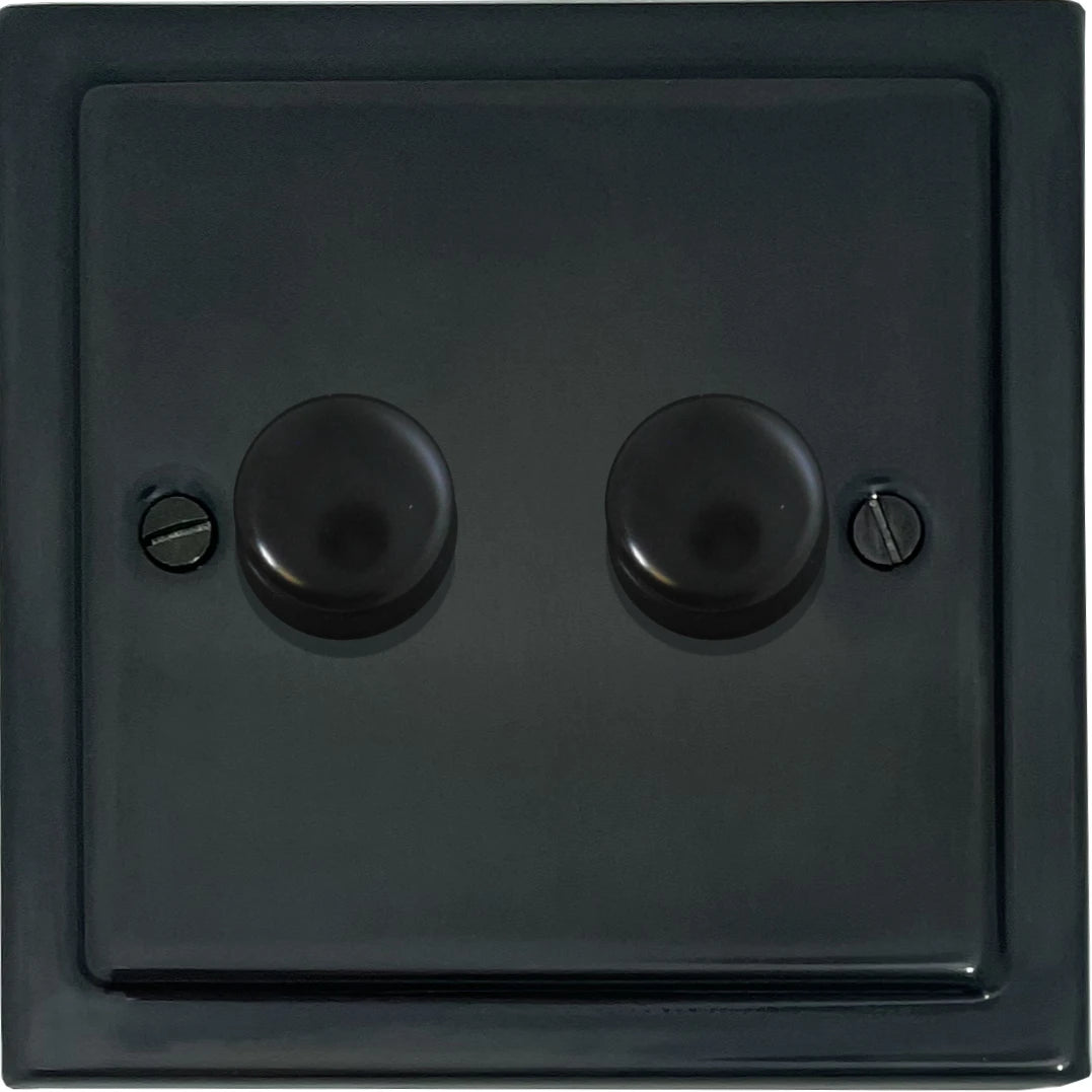 Victorian Black Bronze LED Dimmer (2 Gang)