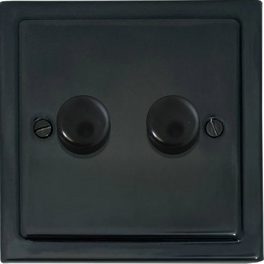 Victorian Black Bronze LED Dimmer (2 Gang)