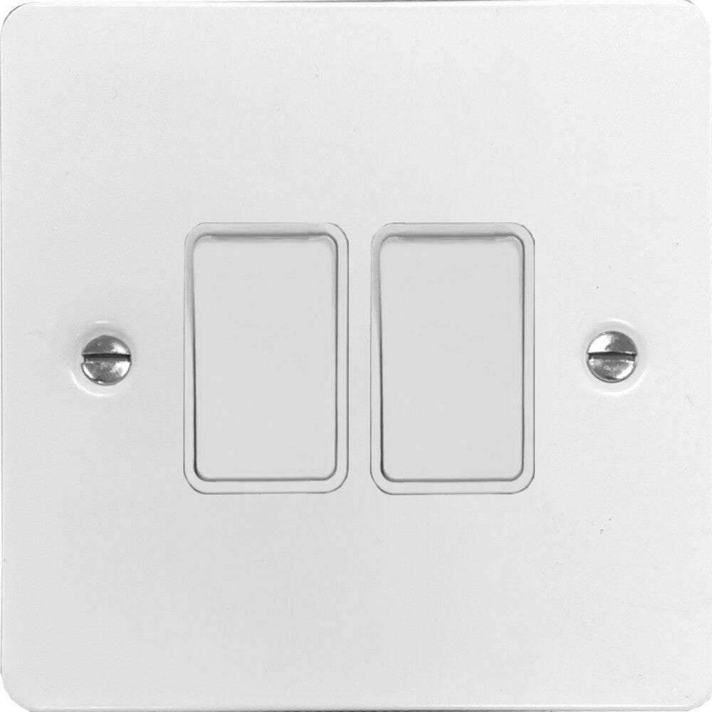 Flat White 2 Gang 2 Way Switch