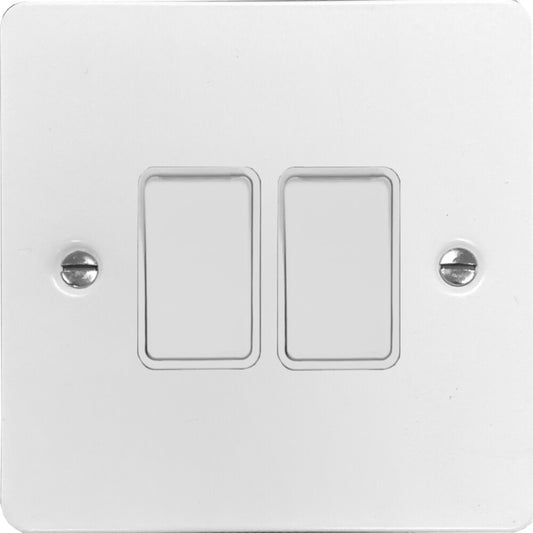 Flat White 2 Gang 2 Way Switch
