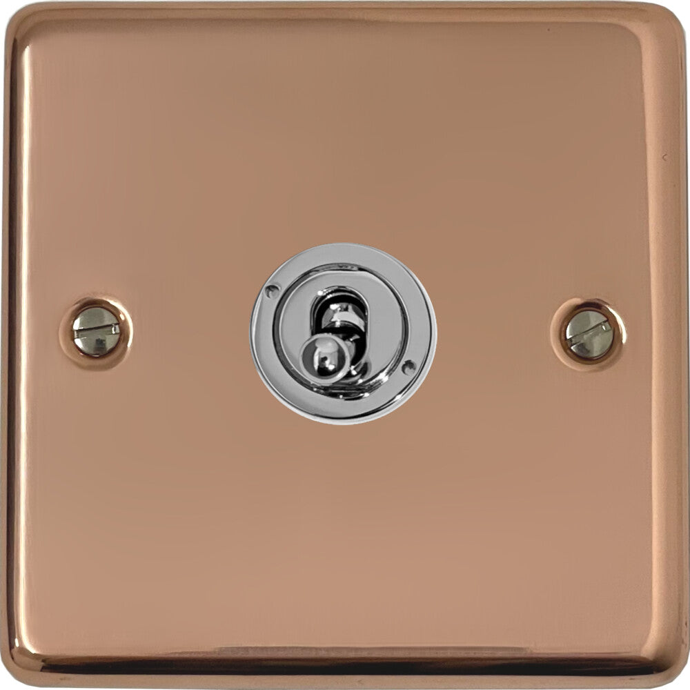 Contour Bright Copper 1 Gang Toggle Switch (Polished Chrome Toggle)