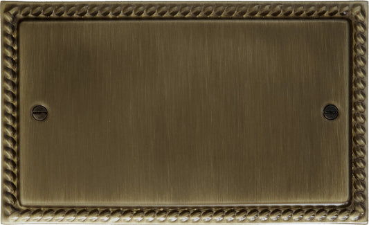 Georgian Antique Brass 2 Gang Blank